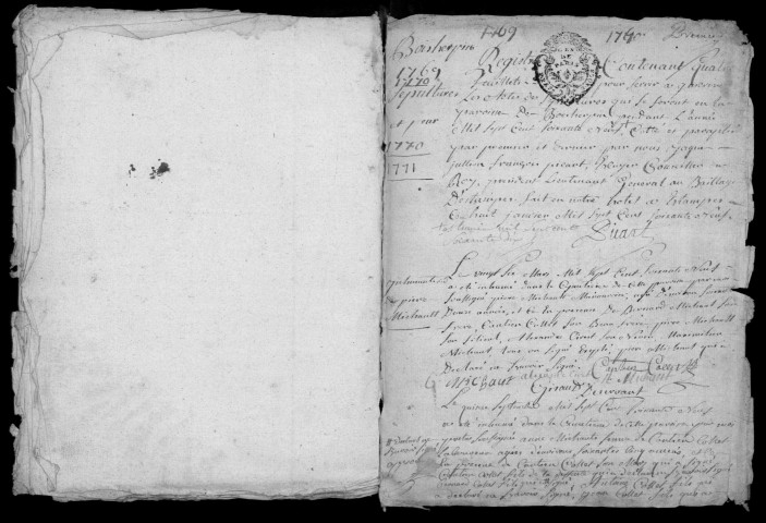 BOIS-HERPIN. - Registre paroissial. - Registre des baptêmes, mariages et sépultures (1767-1792) 