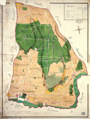 GUIGNEVILLE. - Plans d'intendance. Plan, Éch. 1/200 perches, Dim. 50 x 65 cm, [fin XVIIIe siècle]. 