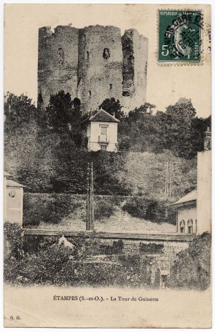 ETAMPES. - La tour de Guinette. Editeur GG, 1909, 1 timbre à 5 centimes. 
