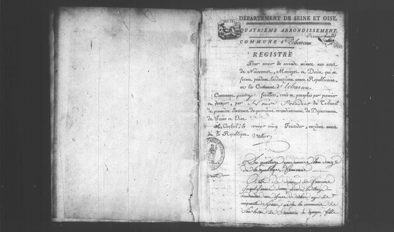 ECHARCON. Naissances, mariages, décès : registre d'état civil (an XII-1819). [Supplément N.M.D. (1807), après 1808]. 