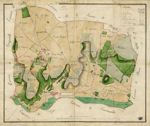 BOUTIGNY et MARCHAIS. - Plans d'intendance. Plan, Éch. 1/300 perches, Dim. 85 x 70 cm, [fin XVIIIe siècle]. 