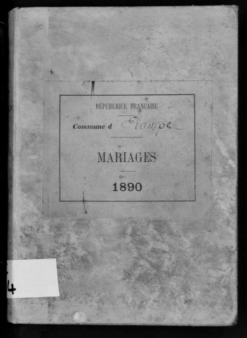 ETAMPES. Mariages : registre d'état civil (1890). 