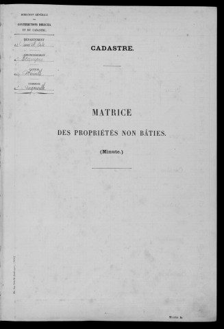 ANGERVILLE. - Matrice des propriétés non bâtiest: folios 1 à 500 [cadastre rénové en 1936]. 