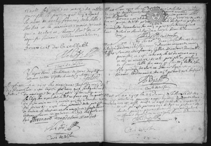 TORFOU - Registres paroissiaux. - Registre des baptêmes, mariages et sépultures (1719 - 1734). 