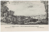 CORBEIL-ESSONNES. - Vue du faubourg Saint-Léonard à Corbeil (d'après gravure, Albert Flamen, collection Paul Allorge, dessin. 