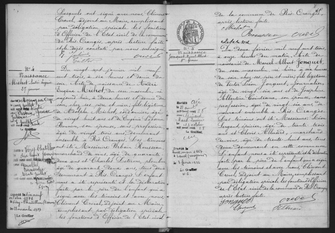 RIS-ORANGIS.- Naissances, mariages, décès : registre d'état civil (1903). 