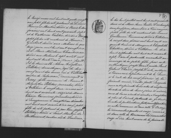 BURES-SUR-YVETTE. Naissances, mariages, décès : registre d'état civil (1883-1892). 