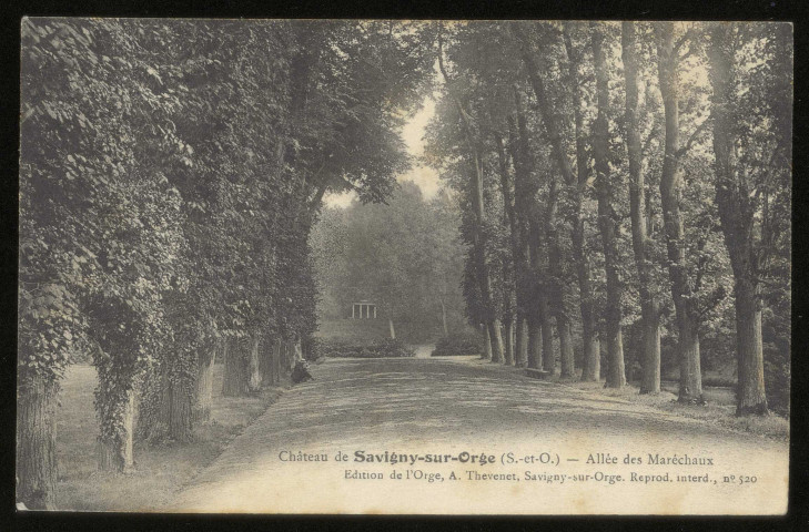 SAVIGNY-SUR-ORGE. - Château. Allée des Maréchaux. (Edition de l'Orge A. Thévenet, Savigny.) 