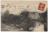 SAINT-MICHEL-SUR-ORGE. - Les bords de l'Orge et le moulin du Passet aujourd'hui fabrique de peignes en celluloïd, dirigée par Monsieur Petit-Colin [1916, timbre à 10 centimes]. 
