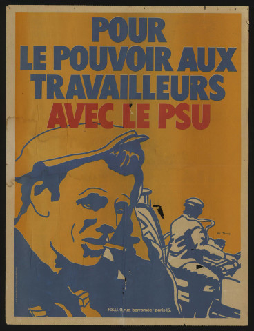 Essonne [Département]. - PARTI SOCIALISTE UNIFIE. Pour le pouvoir aux travailleurs avec le PSU (1975). 