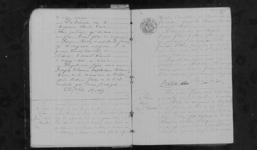 BIEVRES. Naissances, mariages, décès : registre d'état civil (1849-1859). 