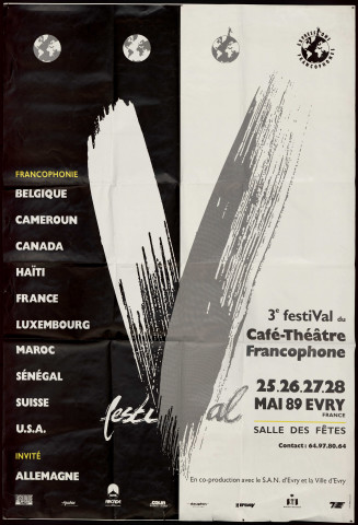 EVRY. - 3ème festival du café-théâtre francophone, Salle des fêtes, 25 mai - 28 mai 1989. 