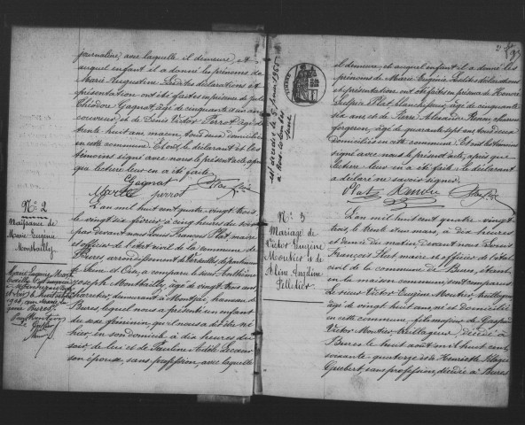 BURES-SUR-YVETTE. Naissances, mariages, décès : registre d'état civil (1883-1892). 