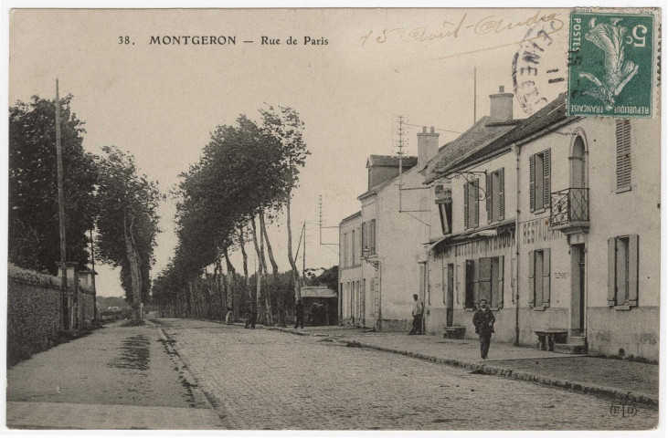 MONTGERON. - Rue de Paris [Editeur ELD, timbre à 5 centimes]. 