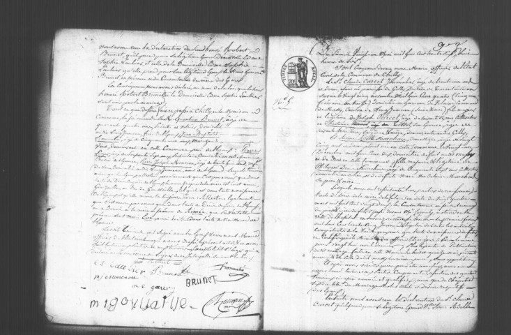 CHILLY-MAZARIN. Naissances, mariages, décès : registre d'état civil (1836-1855). [décès (1854), un acte de 1848]. 