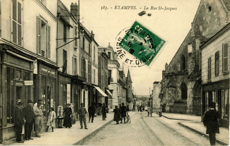 ETAMPES. - La rue Saint-Jacques [Editeur Rameau, Debuisson, 1902, timbre à 5 centimes]. 