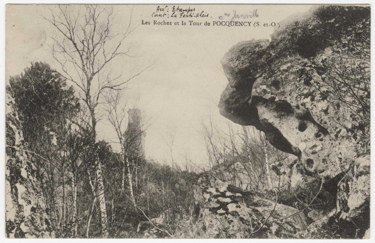 JANVILLE-SUR-JUINE. - Les roches et la tour de Pocquency (1915). 2 x5 c. 