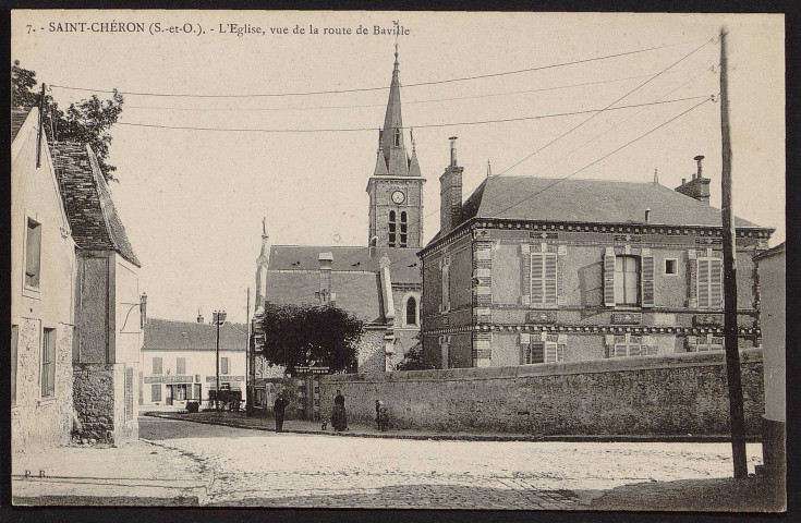 SAINT-CHERON.- L'église, vue de la route de Baville [1904-1910].