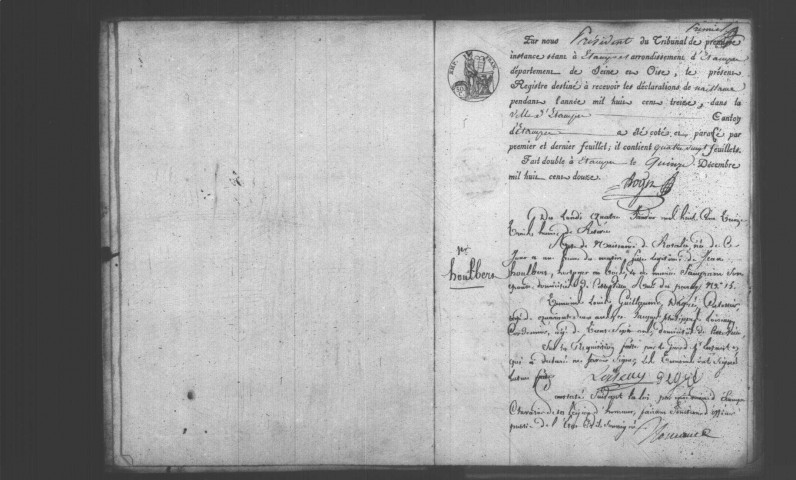 ETAMPES. Naissances : registre d'état civil (1813). 