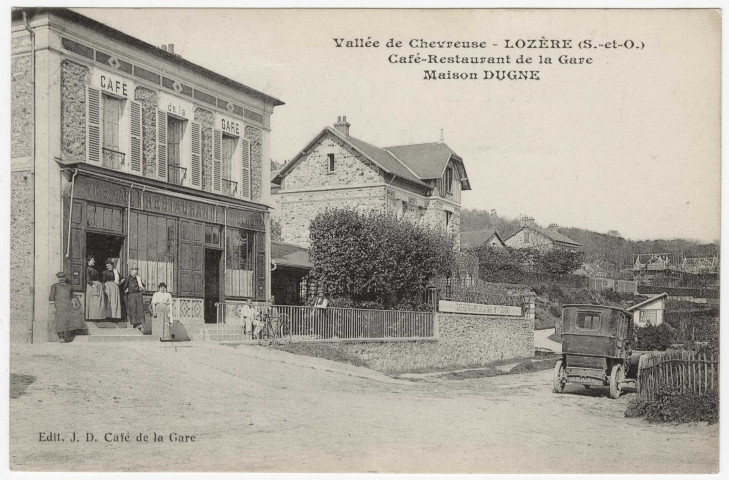 PALAISEAU. - Lozère. Café-restaurant de la gare. Maison Dugne [Editeur Café de la gare, 1910, timbre à 10 centimes]. 