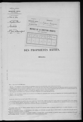 SAINT-JEAN-DE-BEAUREGARD. - Matrice des propriétés bâties [cadastre rénové en 1932]. 