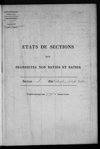 BRIERES-LES-SCELLES. - Etat de sections [cadastre rénové en 1943]. 