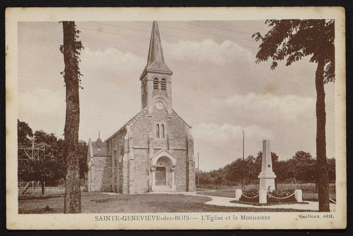 SAINTE-GENEVIEVE-DES-BOIS.- L'église et le monument [1920-1930]. 