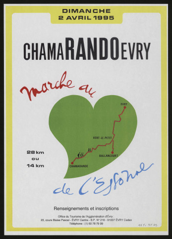 EVRY, CHAMARANDE. - Chamarando-Evry : marche au coeur de l'Essonne, 2 avril 1995. 