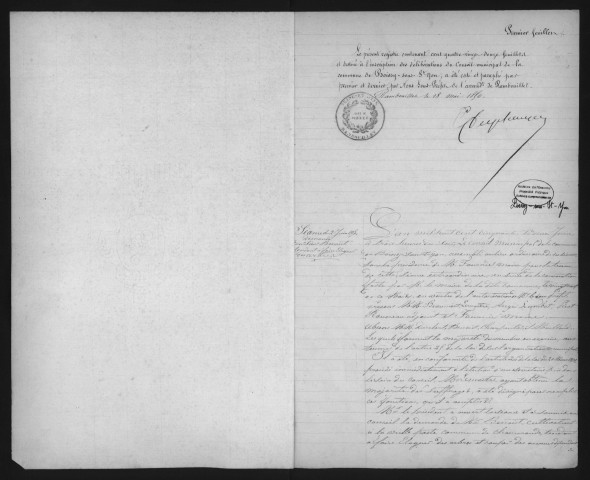 BOISSY-SOUS-SAINT-YON. - Administration de la commune. - Registre des délibérations du conseil municipal (11/03/1838 - 09/05/1850). 
