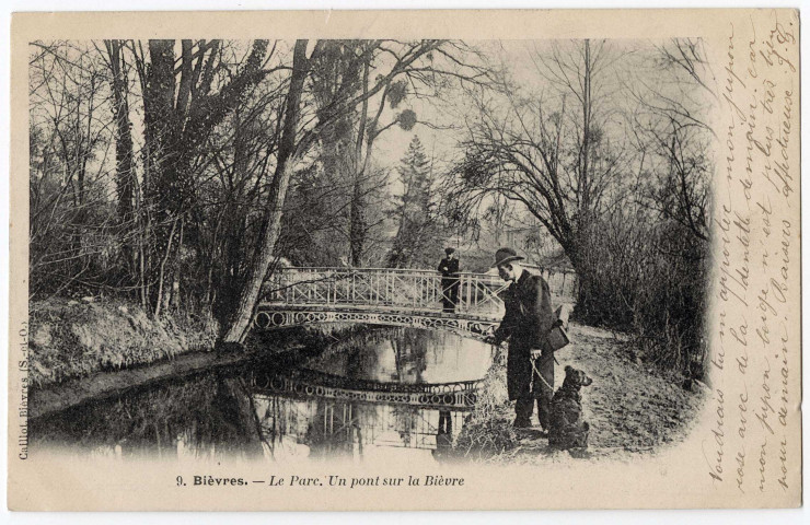 BIEVRES. - Le parc. Un pont sur la Bièvre, Caillot, 4 lignes, ad. 