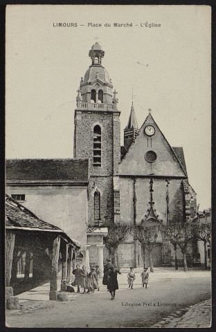 LIMOURS.- Place du marché - L'église, 1906. 