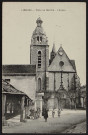 LIMOURS.- Place du marché - L'église (14 juillet 1906). 