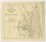 Fonds de plan topographique de la Ville d'ESSONNES - Hameau de MOULIN-GALANT dressé et dessiné par P. CHAMPION, géomètre-expert, vérifié par P. PERNEL, ingénieur-géomètre, Service d'Urbanisme du département de SEINE-ET-OISE, 1943. Ech. .000. N et B. Dim. 0,55 x 0,60. 