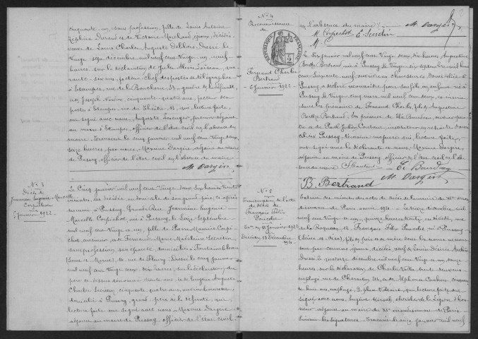 PUSSAY. - Naissances, mariages, décès : registre d'état civil.