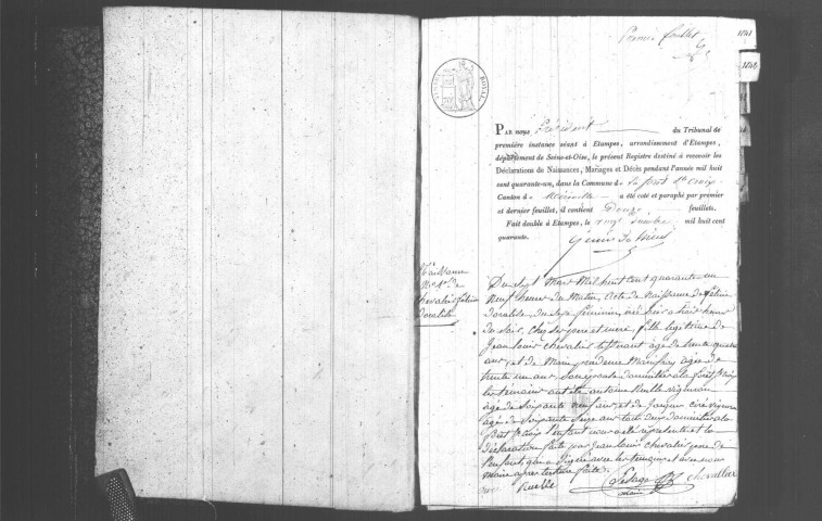 FORET-SAINTE-CROIX (LA). Naissances, mariages, décès : registre d'état civil (1841-1860). 