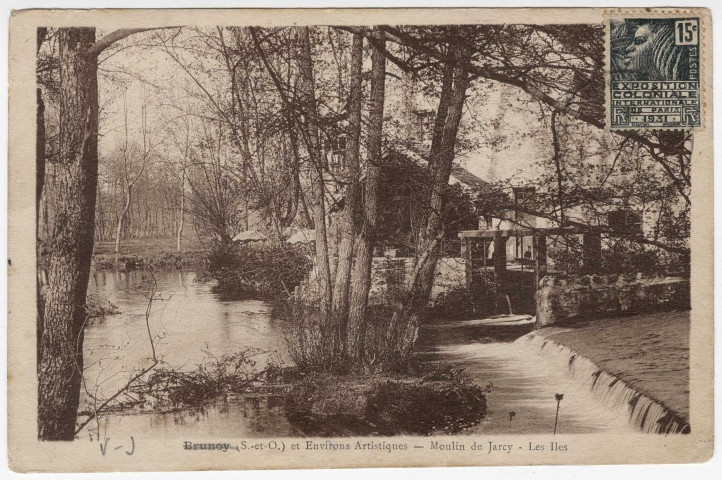 VARENNES-JARCY. - Moulin de Jarcy, les îles [Editeur Caussat, 1931, timbre à 15 centimes]. 