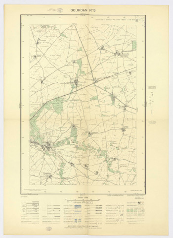 DOURDAN n° 5, Ministère des Travaux Publics, Institut géographique national, 1952. Ech. 1/20 000. Coul. Dim. 0,72 x 0,52. 