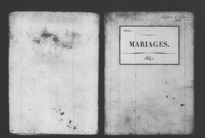CORBEIL. Mariages : registre d'état civil (1841). 