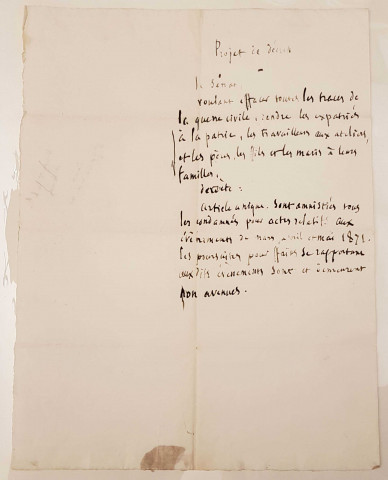 manuscrit : Projet de décret