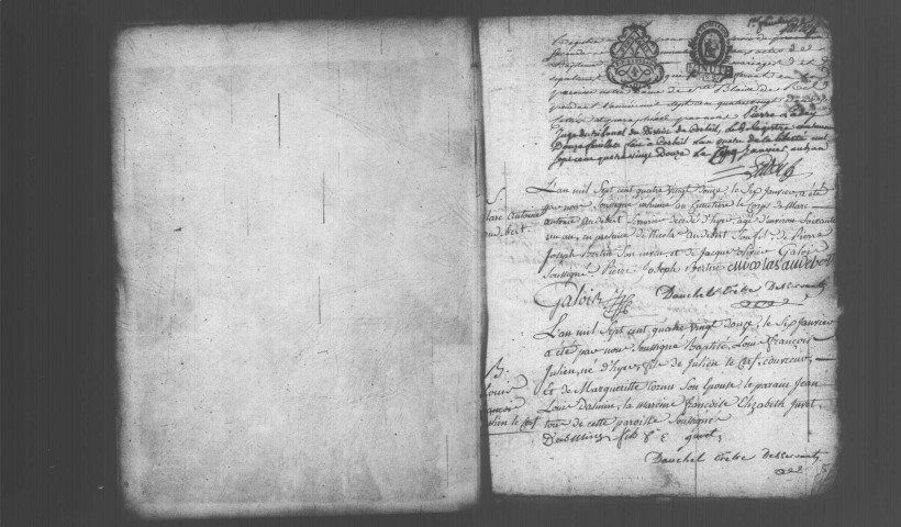 RIS-ORANGIS. Naissances, mariages, décès : registre d'état civil (1792-an VIII). [mariages (an VII et les six premiers mois de l'an VIII), voir 4E637. Relié en désordre (1793-an II)). 