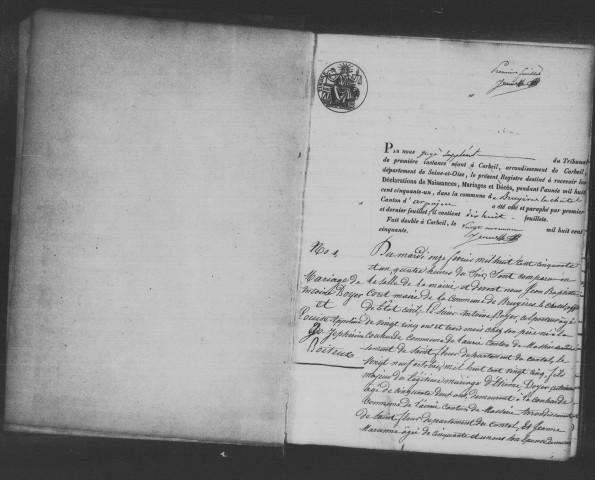 BRUYERES-LE-CHATEL. Naissances, mariages, décès : registre d'état civil (1851-1861). 