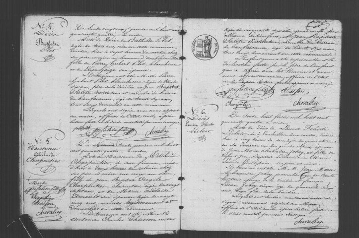 VERRIERES-LE-BUISSON. Naissances, mariages, décès : registre d'état civil (1844-1857). 