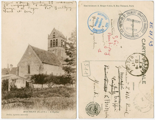 BOUTIGNY-SUR-ESSONNE. - L'église. Jeulin, 1917. 