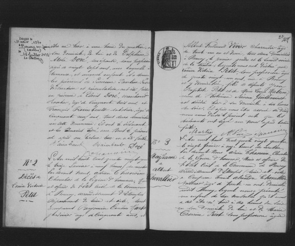 BOURAY-SUR-JUINE. Naissances, mariages, décès : registre d'état civil (1884-1890). 