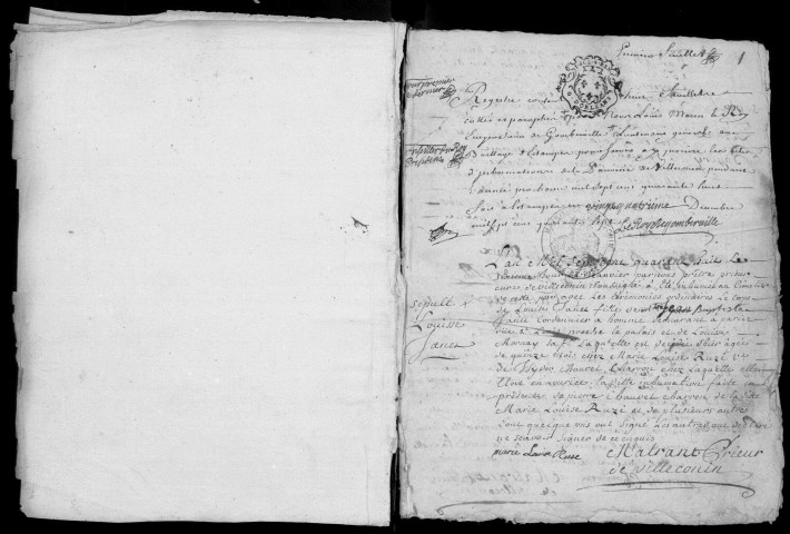 VILLECONIN. - Registre paroissial des sépultures, (1 registre). 