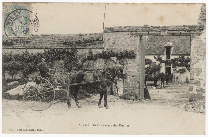 MOIGNY . - Ferme des Ruelles, entrée [Editeur Thibault, 1906, timbre à 5 centimes]. 