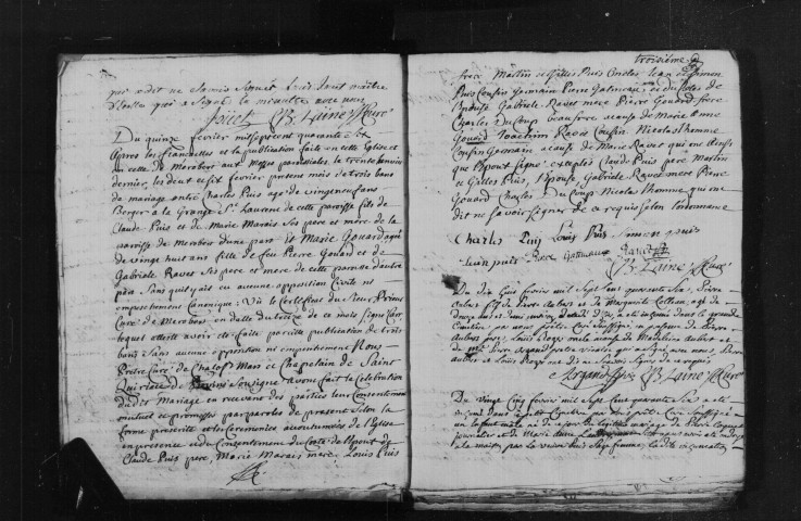 CHALO-SAINT-MARS. Paroisse Saint-Médard : Baptêmes, mariages, sépultures : registre paroissial (1746-1765). 