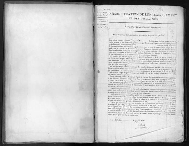 Conservation des hypothèques de CORBEIL. - Répertoire des formalités hypothécaires, volume n° 187 : V (registre ouvert en 1808). 