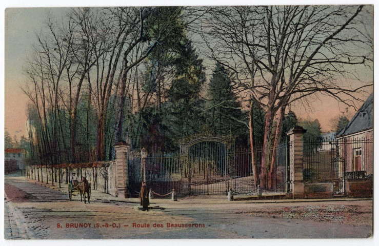 BRUNOY. - Route des Bosserons. Editeur Vallade, 1924, carte colorisée. 
