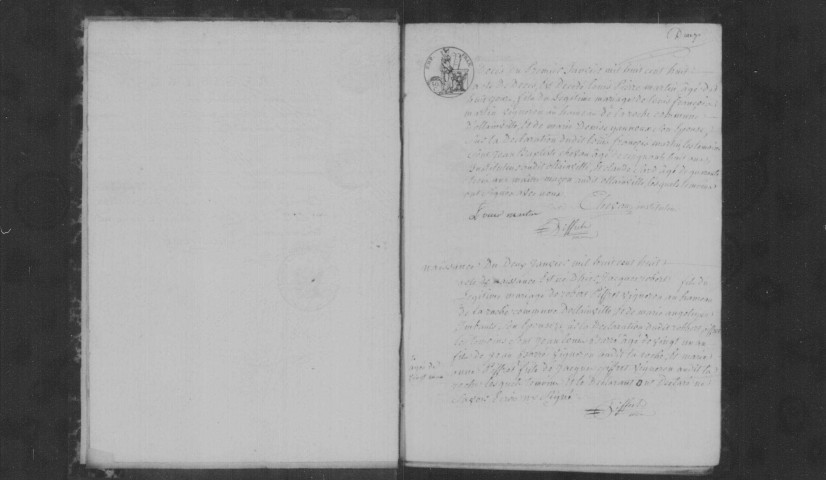 OLLAINVILLE. - Naissances, mariages, décès : registre d'état civil (1808-1817). (OLLAINVILLE : commune créée en 1793 aux dépens de BRUYERES-LE-CHÂTEL) 